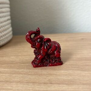 Elephant with trunk up for good luck red jade stone perfect for spiritual gifts